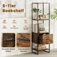 thumbnail image 4 of Yardi Yarda 5-Tier Narrow Bookcase with 4 Open Shelves and Storage Drawer-Rustic Brown, 4 of 7