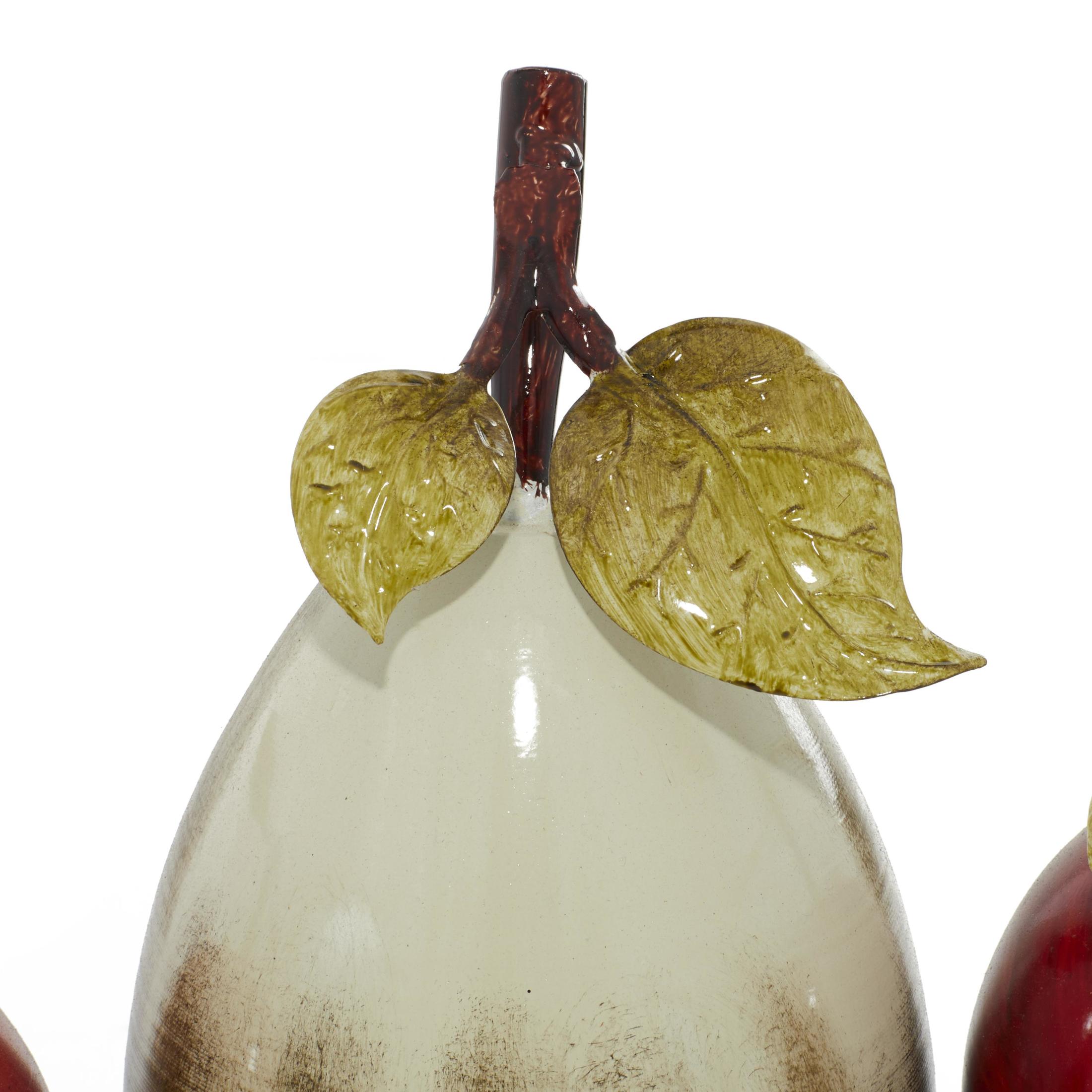 18" x 12" Red Metal Fruit Sculpture with Platter, by DecMode