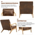 thumbnail image 4 of PAPROOS Accent Chair Set of 2, Mid-Century Modern Armchair with Solid Wood Frame and Pillow, PU Leather Upholstered Reading Chair for Living Room Bedroom, Brown, 4 of 10