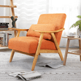 thumbnail image 3 of OAKHAM Mid Century Modern Accent Chair, Living Room Fabric Read Arm Chair with Cushion, Walnut-Orange, 3 of 7