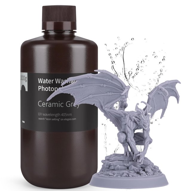 Impresora 3D de resina ELEGOO mejorada, lavable con agua 2.0, 1000 g, gris