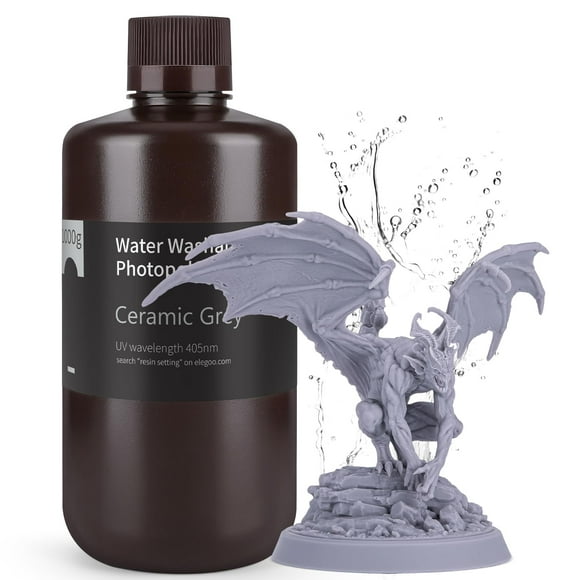 Impresora 3D de resina ELEGOO mejorada, lavable con agua 2.0, 1000 g, gris