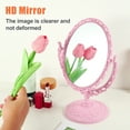 thumbnail image 2 of Unique Bargains Oval Shaped Makeup Mirror Double Sided Makeup Mirror 360° Rotating Makeup Desk Mirror for Women Pink, 2 of 7