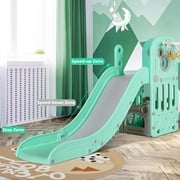 LAZY BUDDY 4 in 1 Toddler Slide & Climber Playset with Basketball Hoop, Non-Slip Steps, Indoor Outdoor Kids Toy