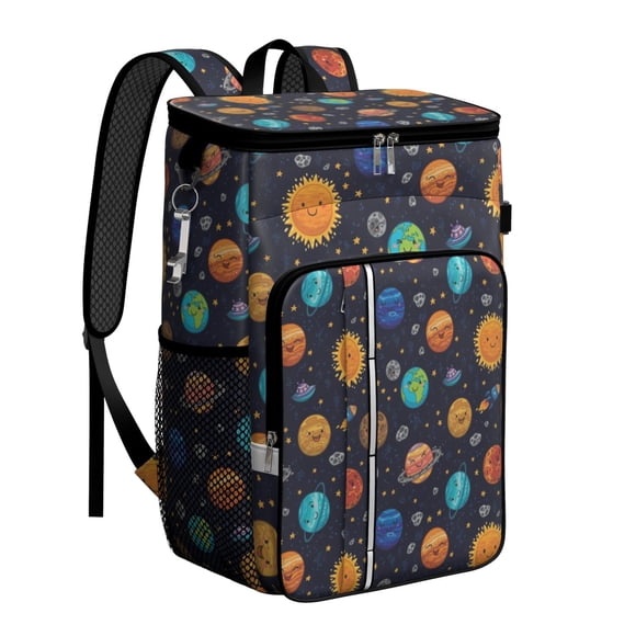 Sac à Dos Glacière Espace Fusée et Planète, Sac à Lunch Isolé et Étanche avec Motifs Lune, Étoiles et Nébuleuse pour les Amateurs d'Esthétique Spatiale
