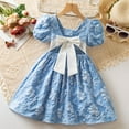 thumbnail image 4 of FYDUU Toddler Summer Dresses For Girls Elegant Dress With Puff Sleeves And Bowknot Back Parties Beach School Casual Outings Handsome Fashion 3-4 Years, 4 of 9