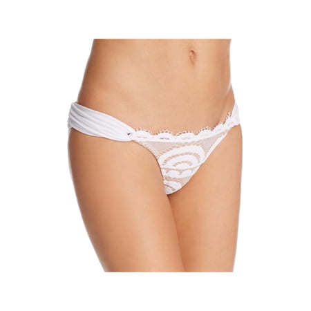 PilyQ Womens Water Lily Lace Front Tanga Swim Bottom Separates White L