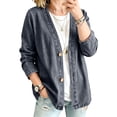 thumbnail image 2 of Jean Jacket for Women V-Neck Relaxed Classic Loose Fit Denim Shaket Lightweight Vintage Fashion Button Jeans Cardigan, 2 of 10
