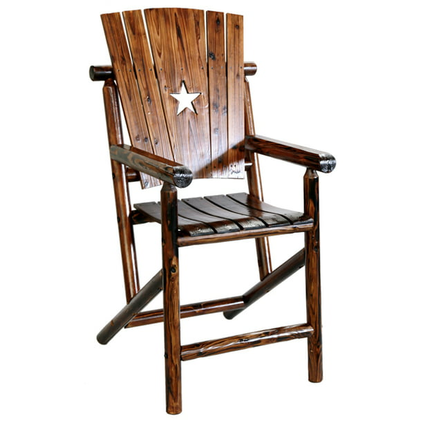 Leigh Country Char Log Outdoor Bar Height Arm Chair W Star Brown Com - Char Log Patio Furniture