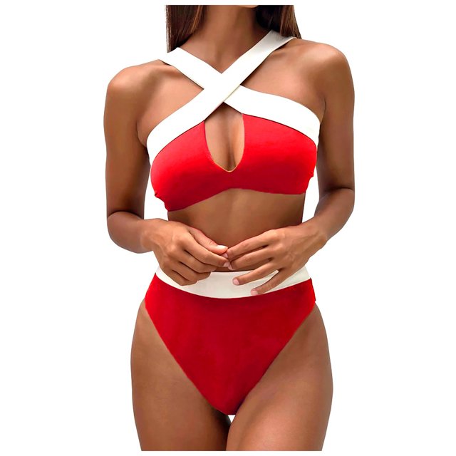 Sexy mujer moda Bikini Patchwork dos piezas estampado traje de baño conjunto de ropa de playa Fridja nalpqowj58675