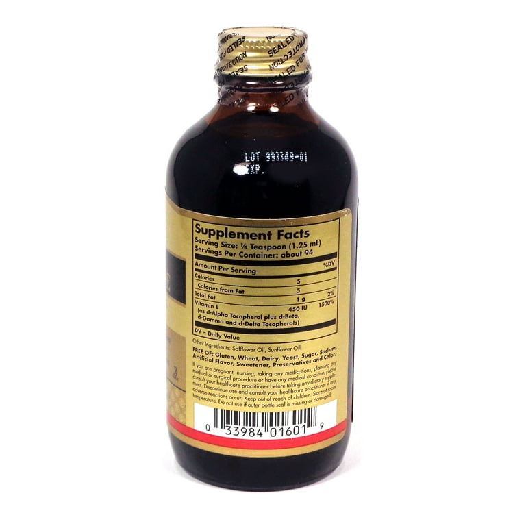 Natural Liquid Vitamin E, 4 fl oz (118 ml), Solgar - Walmart.com