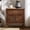 Walnut, variant on HULALA HOME Fluted End Table with Solid Wood Legs, Farmhouse 2 Drawers End Table with Charging Station, Acorn