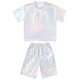thumbnail image 4 of Vestido de Manga Corta Niñas Casual Impreso de Dos Piezas con Cuello Redondo para Niños, Blusa de Manga Corta Y Pantalones Cortos, 4 of 9