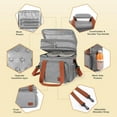 thumbnail image 5 of Insulated Lunch Bag, 17L Expandable Double Deck Lunch Tote Bag for Women/Men, Leakproof Freezable Cooler Box W/ Side Tissue Pocket&Adjustable Shoulder Strap, Suit for Work,School,Camping,Picnic(Gray), 5 of 9