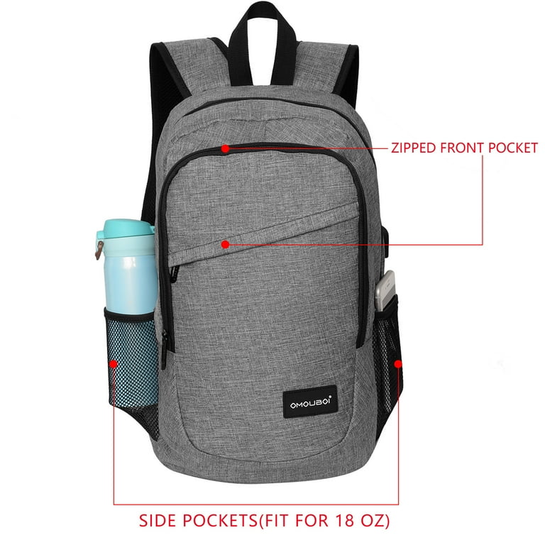 OMOUBOI Unisex Business 15.6 Laptop Backpack Water Resistant College Student Travel Backpack Gray