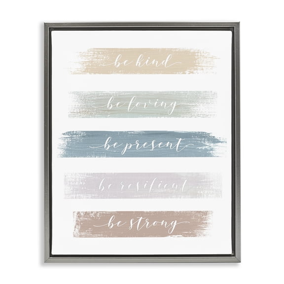 Stupell Industries French Country Be Strong Inspirational Gray Floating Frame Canvas Art, 25 x 31, by Graffitee Studios