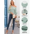 thumbnail image 3 of DOKOTOO Women Sweater Tops Crewneck Hollow Out Blouson Sleeve Sweaters Fall Winter Oversized Sweater Pullover Tops Green M US8-10, 3 of 12