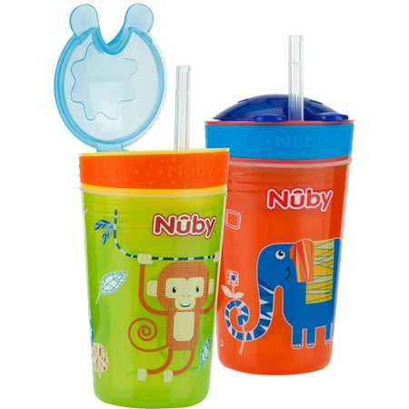 Nuby Snack N Sip Straw Sippy Cup Combo - 2 pack