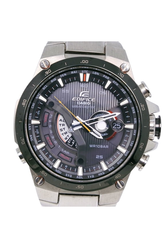 Pre-Owned Casio Edifice EQW-A1000DB-1AJF Stainless Steel Black Solar Radio-Controlled Watch,...