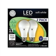 75W LED Bulbs 12 W, A19 Bulb, Soft White, 2/Pack