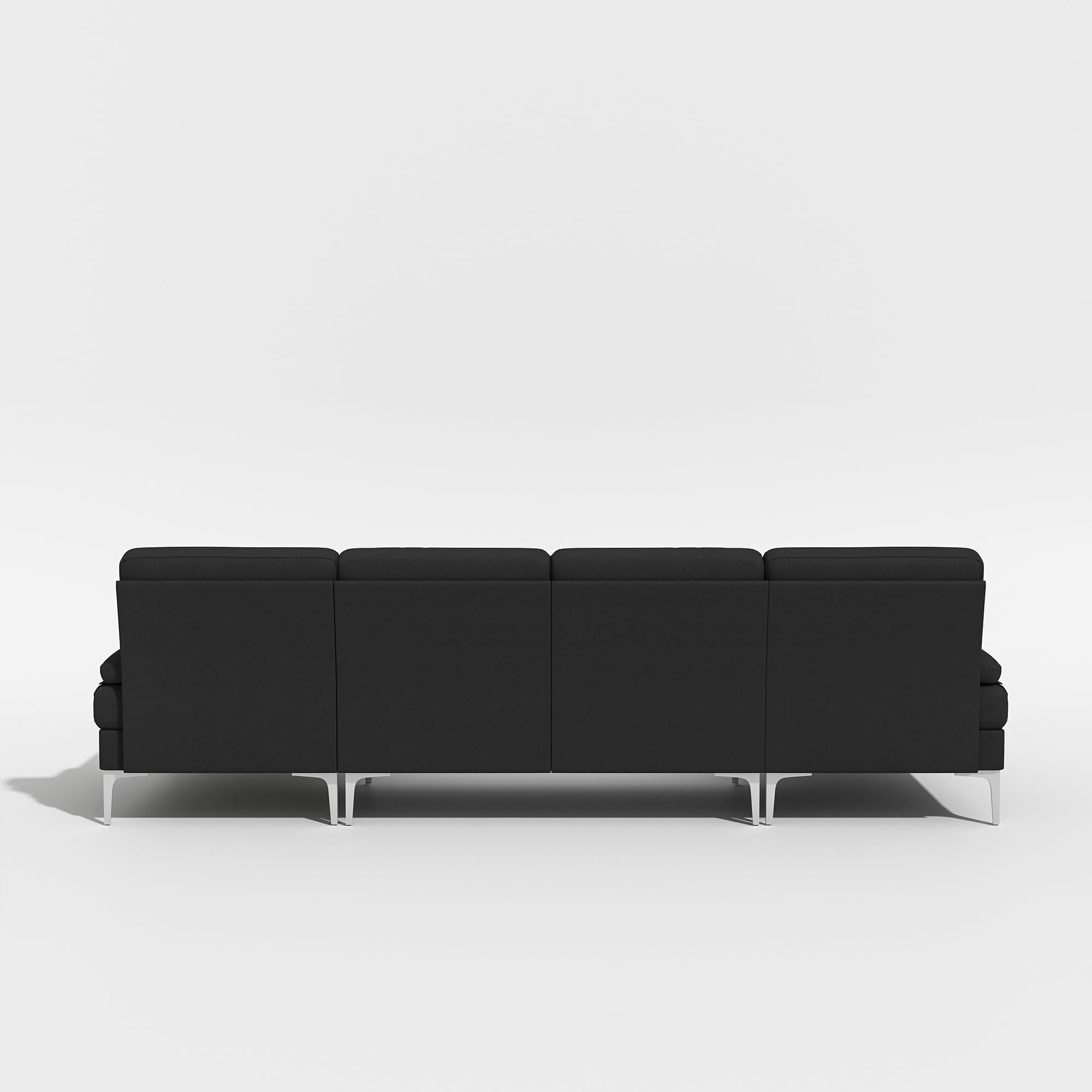 Kadyn U-Shaped Fabric with Two Imperial Concubine Iron Feet 4 Seats Indoor Modular Sofa, Sofa Couch for Living Room, Black