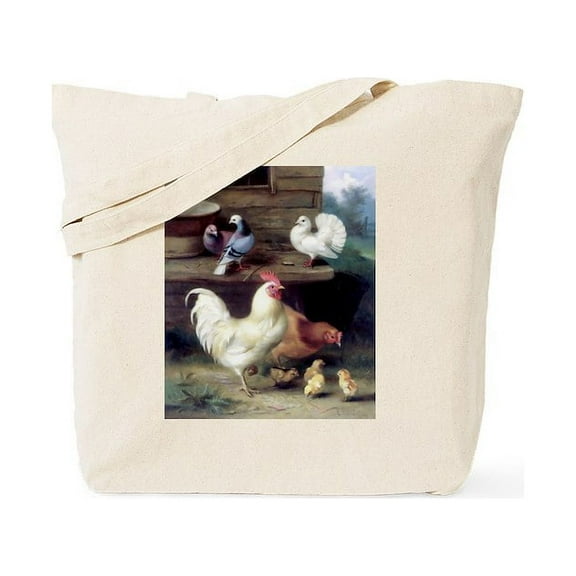 CafePress - Rooster Chicks And Pigeons Tote Bag - Unisex Canvas Tote Bag, Beige, 1-Piece