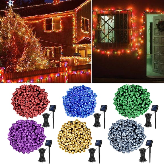 Gcvizuso Christmas Wreath, Christmas Wreaths for Front Door, LED Solar Lamps String Christmas Wreaths Wedding Decoration Light