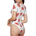 thumbnail image 4 of Uemuo Hand Drawn Strawberry Pattern Women's One Piece Short Sleeve Swimsuit Rash Guard Surfing Modest Quick-drying Swimsuit Beach Essentials-XX-Large, 4 of 9