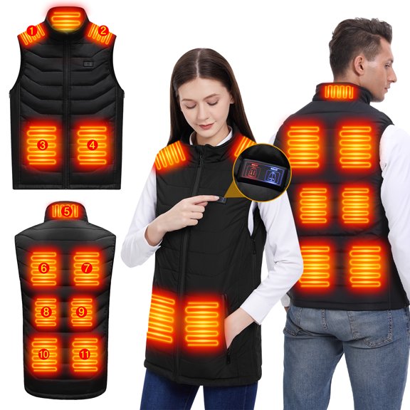 Heated Vest for Men Women - Electric Warming Vest with 11 Heat Zones