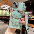 thumbnail image 3 of Funda de teléfono chapada con correa para iPhone, carcasa con soporte de Hello Kitty para iPhone 15, 14, 13, 12, 11 Pro Max, Mini, XR, XS, X, 8, 7, 6S Plus, SE 2020, 3 of 5