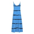thumbnail image 4 of Honeeladyy Womens Summer Sleeveless Maxi Dress V Neck Bohemian Adjustable Spaghetti Strap Striped Loose Long Dress Blue XL, 4 of 5