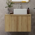 thumbnail image 7 of 30 Inch Floating Bathroom Vanity with Sink – Wall-Mounted Vanity with Hidden Drawer, Natural Wood Finish, Modern Vessel Sink Vanity for Bathroom(Nature with Sink, 30"), 7 of 7