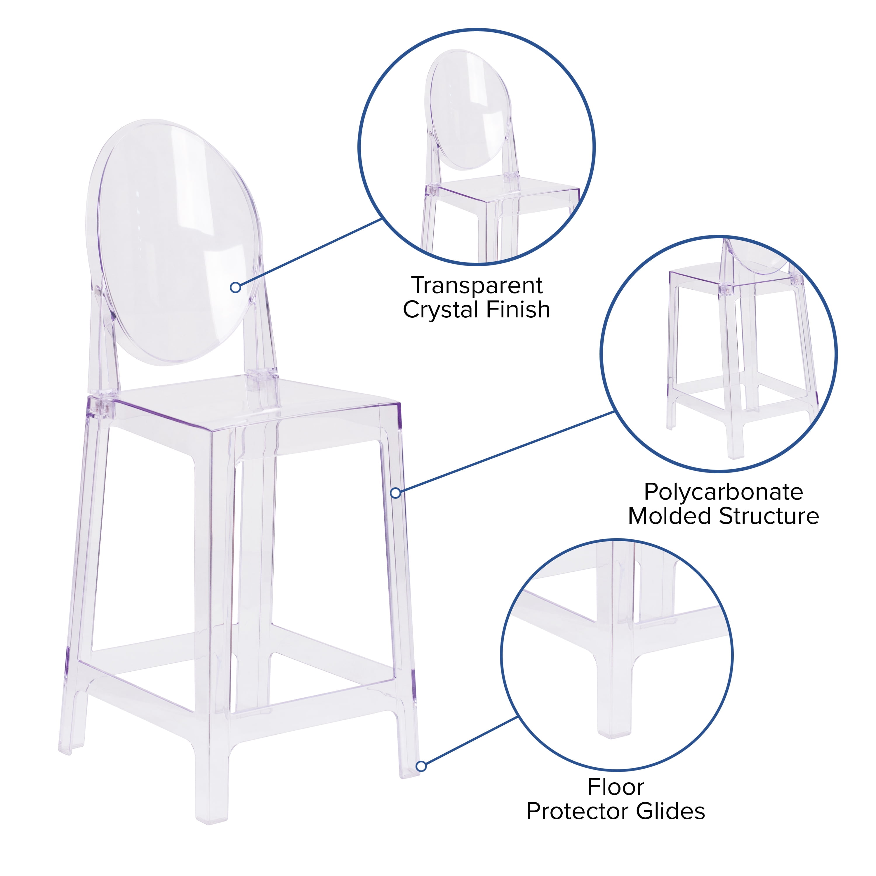 Flash furniture ghost counter stool back in transparent crystal online