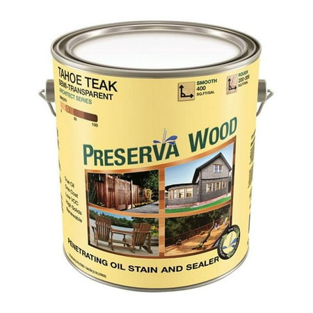 Preservawood 1879964 Semi-Transparent Tahoe Teak Oil Penetrating Wood Stain & Sealer, 1 gal - Pack of