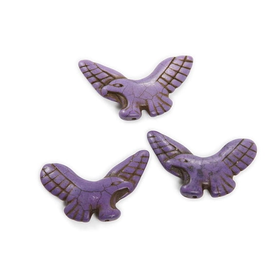27x45M Pack Of 6 Purple Howlite Carved Eagle Beads Genuine Gemstone Natural Jewelry Making
