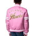 thumbnail image 2 of Girls Youth Starter  Pink Atlanta Hawks Fashion Script Full-Snap Varsity Jacket, 2 of 3