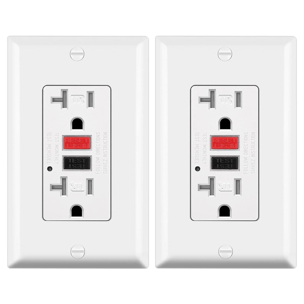 [2 Pack] BESTTEN 20A GFCI Receptacle Outlet, 20A/125V/2500W, Red and