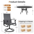 thumbnail image 3 of UDPATIO 7-Piece Outdoor Swivel Bistro Set, 360° Swivel Patio Chairs with 51" Round Metal Table with Umbrella Hole, All Weather Dining Set for Backyard Balcony, Light Grey, 3 of 4