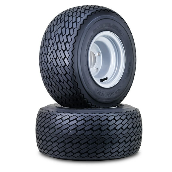 ROADGUIDER Golf Cart Tire Wheel Assembly 18X8.5-8 4-Ply /w 5 Lugs on 4.5" PCD Silver Rim Installed ,SET 2