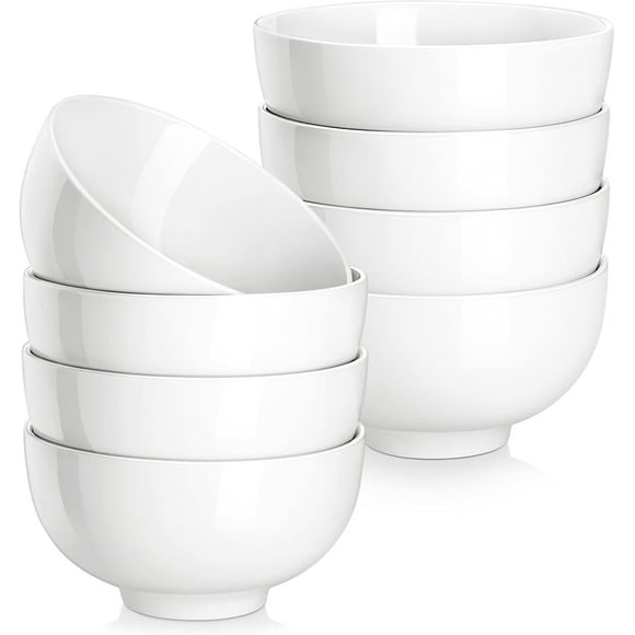 10 OZ Small Bowls Set of 8, Porcelain Ice Cream Bowls for Kitchen, White Ceramic Bowls for Side Dishes, Dessert, Snack, Rice, Dishwasher & Microwave Safe, Series REGULAR