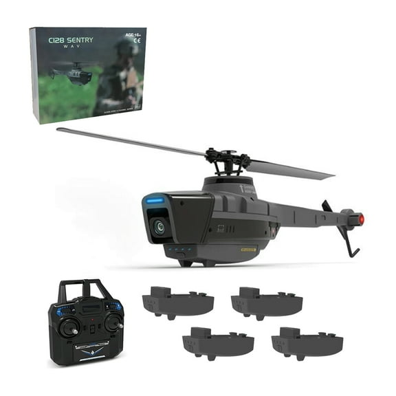 C128 RC Helicopter with 1080P Wide Angle Camera, 2.4G RC 4CH Helicopter With Single Rotor Brushless Motor for Adults