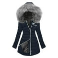 thumbnail image 2 of HOMBOM Coats for Women Fleece Lined Parka Plus Size Quilted Winter Heavy Faux Fur Removable Hood Ladies Jackets Thermal, 2 of 4