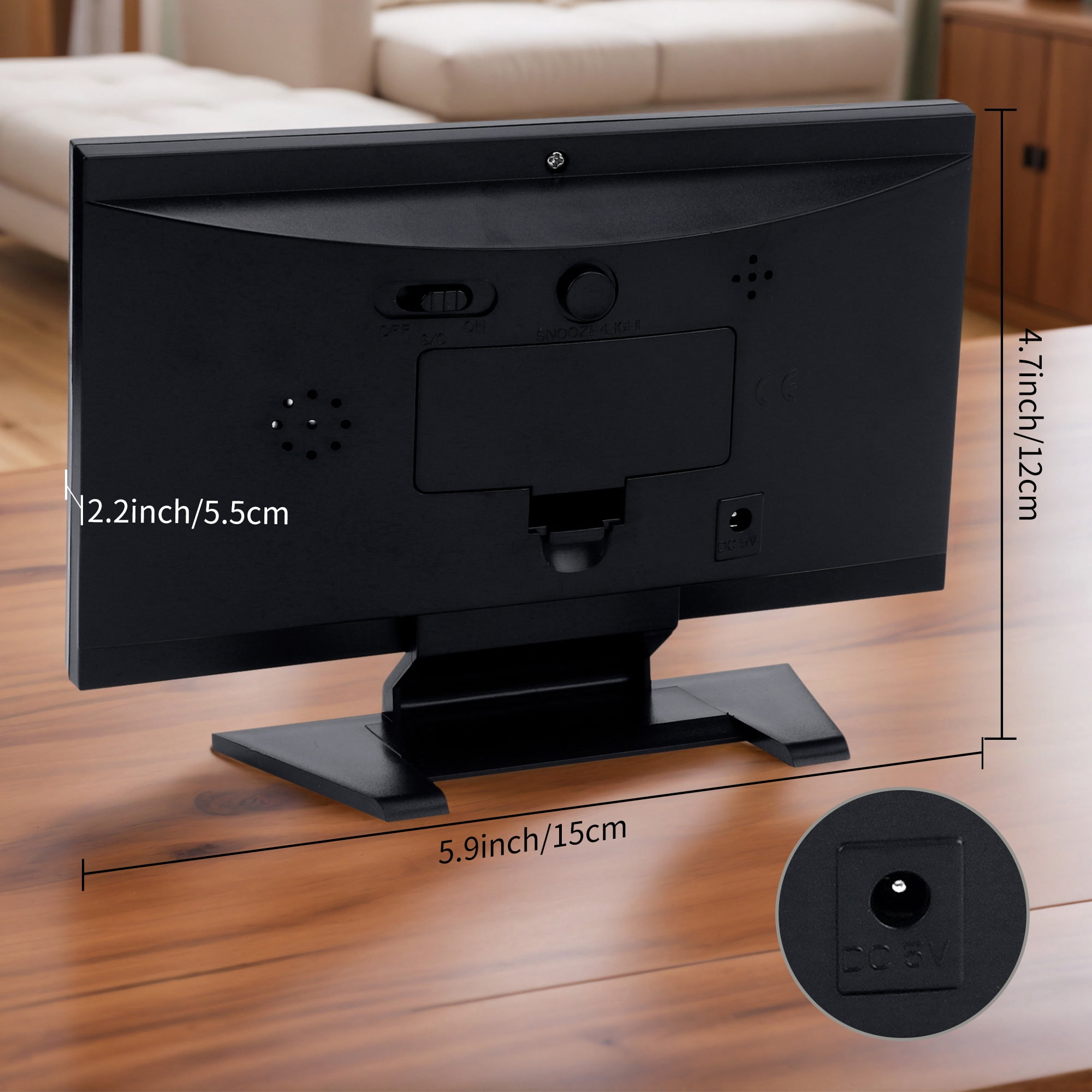 Unique Bargains Voice Activation Electric Alarm Clock Black 5.9"L x 2.2"W x 4.7"H