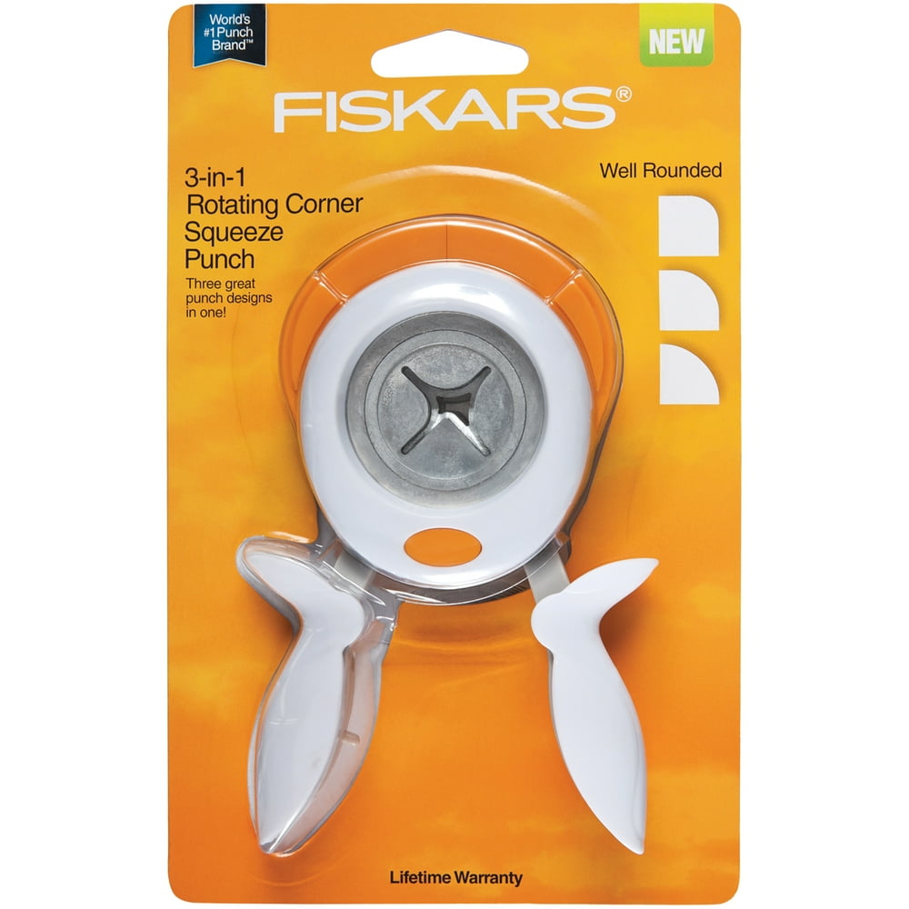Fiskars Squeeze Punch 3 in 1 Corner Punch Well Rounded