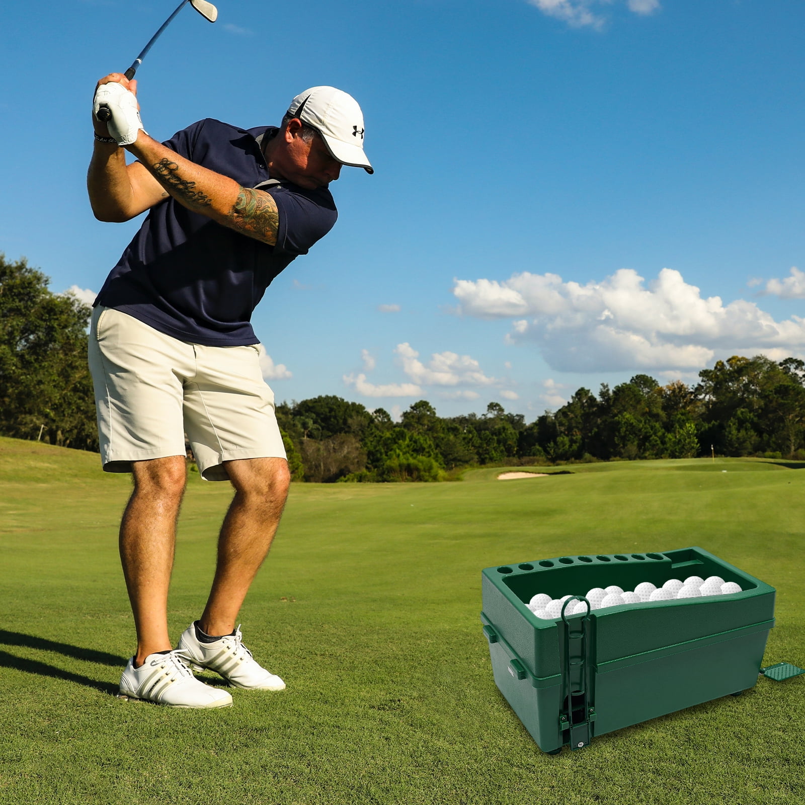 1 PCS 62*32*32cm/24.4*12.6*12.6in Automatic Golf Tee Machine, Green