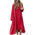 thumbnail image 2 of Ayolanni Women's Wear To Work Dresses Baggy Red Ankle-Length Long Sleeve Tent Solid Shirt Dresses Ladies Dresses L, 2 of 7
