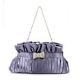 thumbnail image 2 of Evening Bag - Pleated Satin w/ Rhinestone Bow - Gray - BG-92288GY, 2 of 6