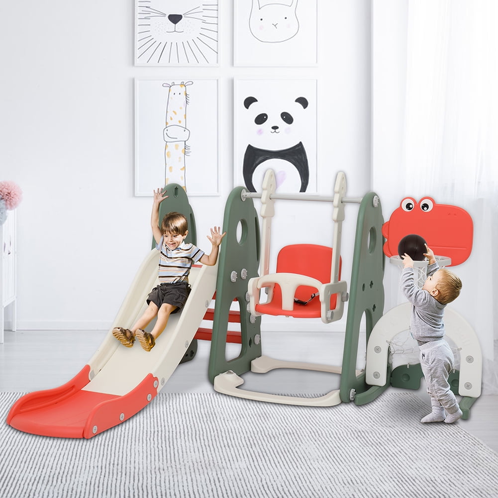 Kepooman 5 in 1 Toddler Climber and Swing Set, Kids Swing & Slide Playset Basketball Hoop, Soccer Goal, Golf, Outdoor / Indoor Play Equipment for Kids Kepooman 5 in 1 Toddler Climber and Swing Set, Kids Swing & Slide Playset Basketball Hoop, Soccer Goal, Golf, Outdoor / Indoor Play Equipment for Kids