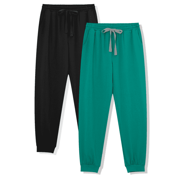 ANLIQI Mens Cotton Pajama Pants Lightweight Jogger Pajama Bottoms Soft Lounge Pants with Pockets (Black&Aqua, XL)