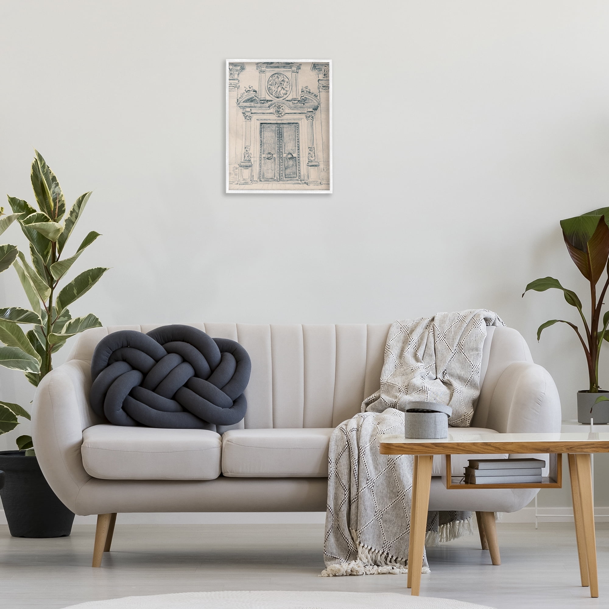Stupell Industries Detailed Architecture Scene Town & City Drawing White Framed Art Print Wall Art, 16 x 20